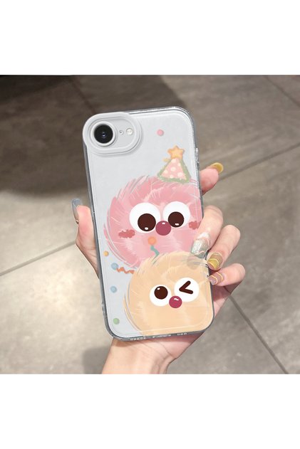 iPhone 16E Compatible Case Camera Protection Transparent Ultra Thin Silicone Cover Small Charcoal Ball Pattern