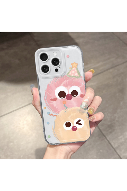 iPhone 15 Pro Max Compatible Case Camera Protection Transparent Ultra Thin Silicone Cover Small Coal Ball