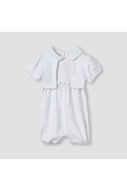 Printed Romper with Overlay and Short Sleeves