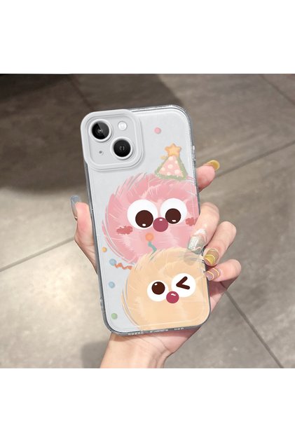 iPhone 13 Compatible Case Camera Protected Transparent Ultra Thin Silicone Cover Small Charcoal Ball Pattern