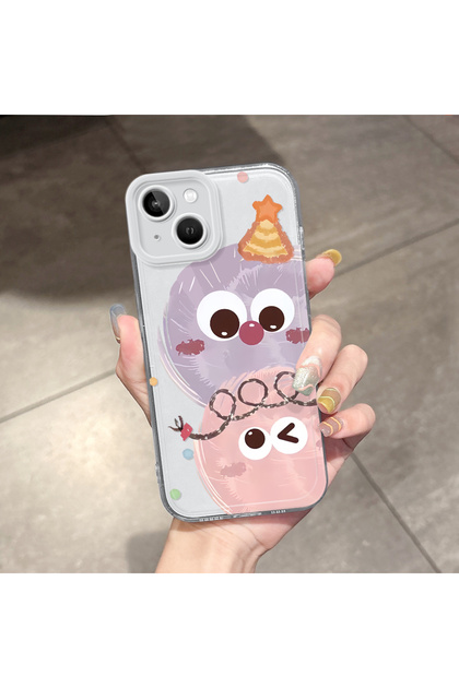 iPhone 13 Compatible Case Camera Protected Transparent Ultra Thin Silicone Cover Small Charcoal Ball Pattern