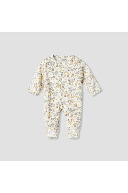 Round Neck Sleepsuit with Animal Print - Polyester - Long Sleeves