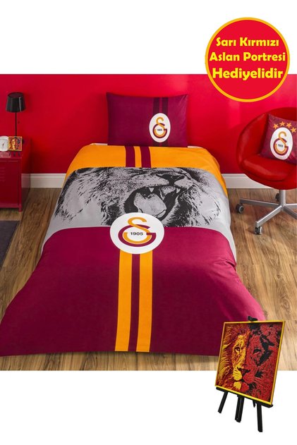 Licensed Gs Champion Lion Cotton Single Duvet Cover Set Mini 3D Portrait with Gift
