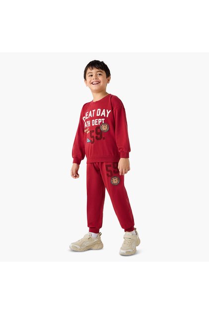 Printed Long Sleeve Sweatshirt and Joggers Set
