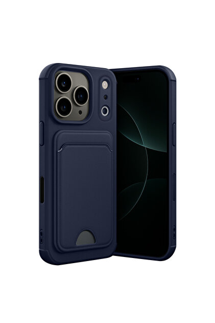 Apple iPhone 17 Pro Max İçin Uyumlu Kart ve Resim Bölmeli Soft Renkli Silikon Kapak