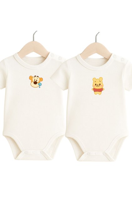100% Cotton 2-Piece Bodysuit with Snap Fasteners on the Shoulders & Bodysuit