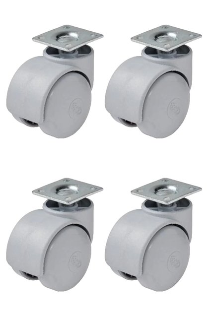 4 Pieces Hts 417 Gray Office Type Swivel Furniture Wheel with Table 49 mm | 140 kg Capacity Screw Set