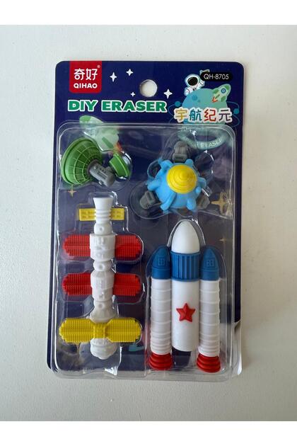 uzay araçları şekillerinde 4 lü silği seti 11x17x3 cm