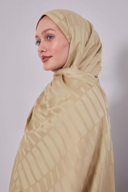 Green cut striped blue jacquard shawl