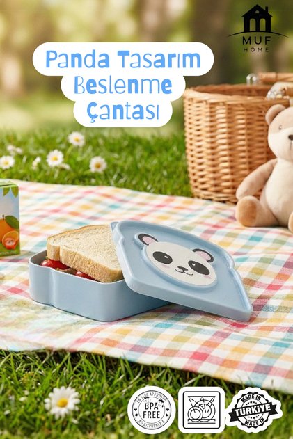 Panda Tasarımlı Çocuk Beslenme Kutusu - Okul Piknik Sandviç ve Atıştırmalık Saklama Kabı BPA Free