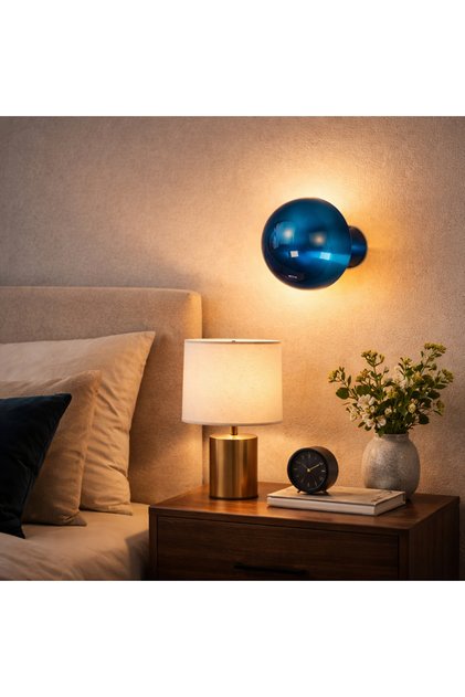 Dekor,Fungal Metal Single Wall Sconce,Diameter 16Cm,Shiny Blue Ambiance Lighting Fungal-13361-K