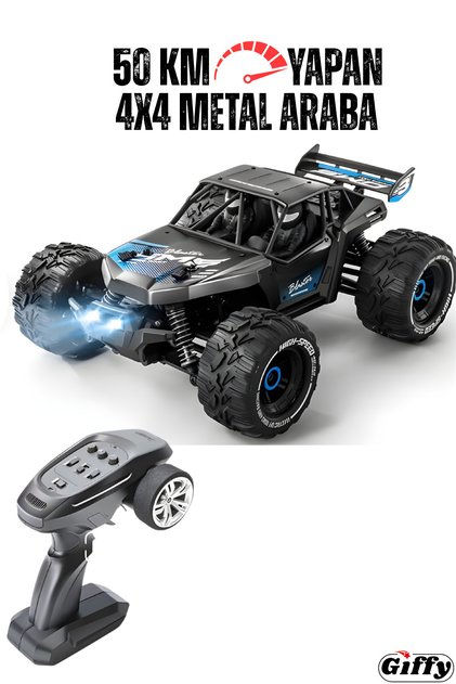 Oyuncak Uzaktan Kumandalı Metal Gövde 50 Km Hız Yapan 4x4 Off-Road Arazi Aracı Şarjlı 1400 MaH