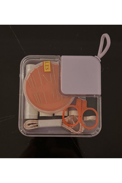 Mini Sewing Kit with Strap – Needle, Thread, Scissors and Measuring Tape Kit in Plastic Box