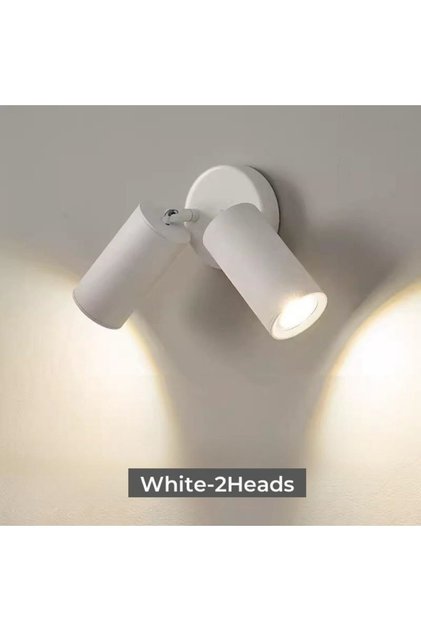 Modern Room, Living Room, Bathroom White 2-Piece Movable Head Metal Wall Sconce Spotlight (Bulb Included)