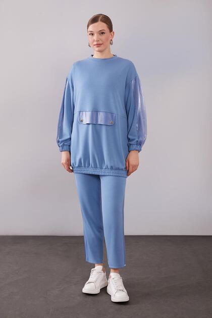 Indigo Glitter Stripe Detail Double Suit