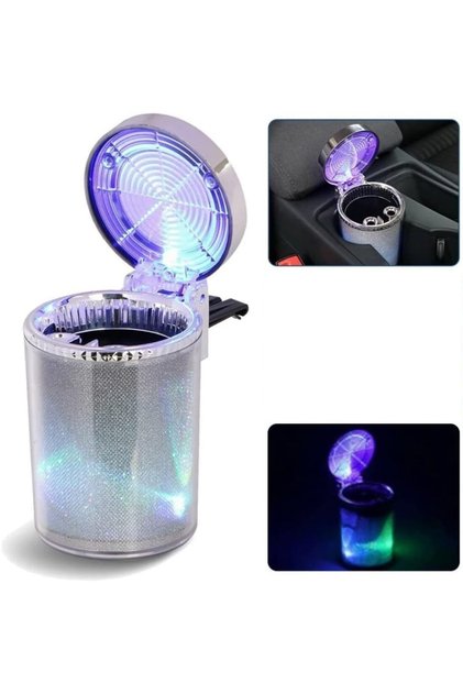 Araç Içi Renkli Işıklı Küllük Renkli Işıklı Kapaklı Araba Küllüğü Oto Küllük RGB Işıklı