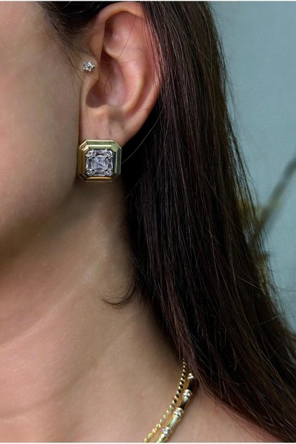 Kadın bijuteri zirkon büyük taşlı tasarım zarif marka düğme model pinterest küpe earrings