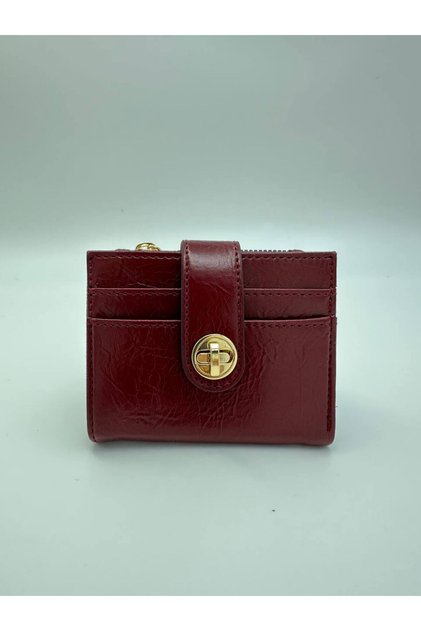 Deyla Women's Burgundy Wallet with Lock Closure, Card Holder and Coin Compartment