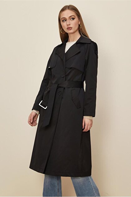 Alvina Belted Trench Coat 10980- Trendyol