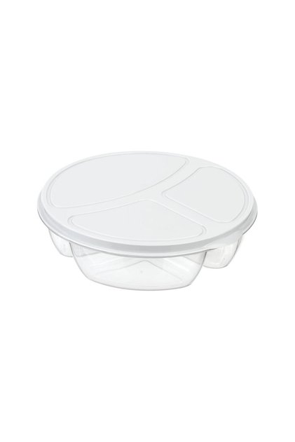 3-Compartment Breakfast Storage Container Round Nutrition Container Multi-Compartment Plastic Container
