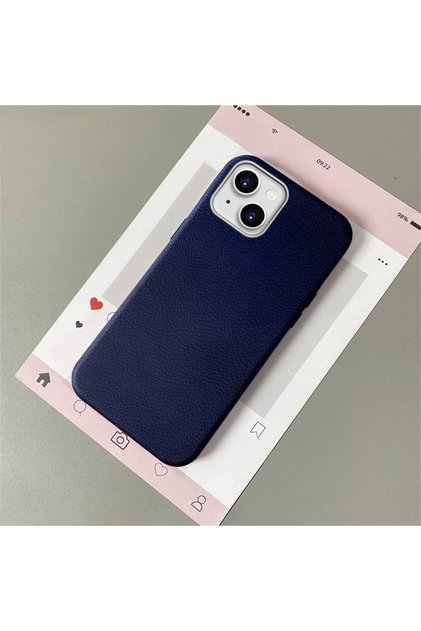For iPhone 14 Plus/15 Plus Compatible Leather Texture Anti Fall Soft Silicone Phone Case