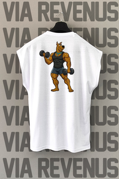 Scooby Doo Gym Back Printed Zero Sleeve 100% Cotton Sports Tshirt