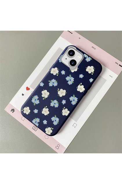 iPhone 15 Compatible Leather Texture Anti-Fall Soft Silicone Phone Case Flower
