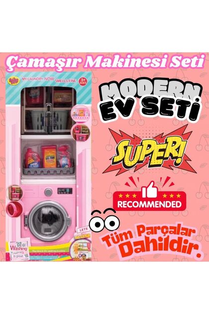 My Happy Kitchen Çamaşır Makinası Ve Dolabı Oyuncak Çamaşır Odası Seti Oyuncak Evcilik Seti