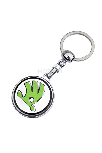 High Quality Green Skoda Logo Drop Printed Stylish Gift Car Keychain