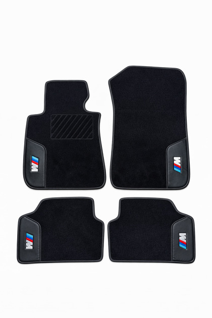 Ruby/ Nakışlı Siyah Deri desen Oto Halı Paspas BMW 3 F30 2012-2018