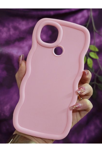 Oppo A15S / Oppo A15 Compatible Soft Textured Wave Edge Powder Pink Case