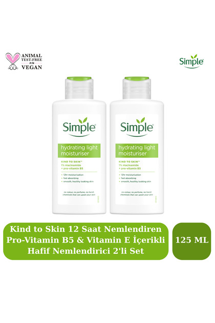 Kind to Skin 12 Saat Nemlendiren Pro-Vitamin B5 & Vitamin E İçerikli Su Bazlı Nemlendirici 125 ML x2