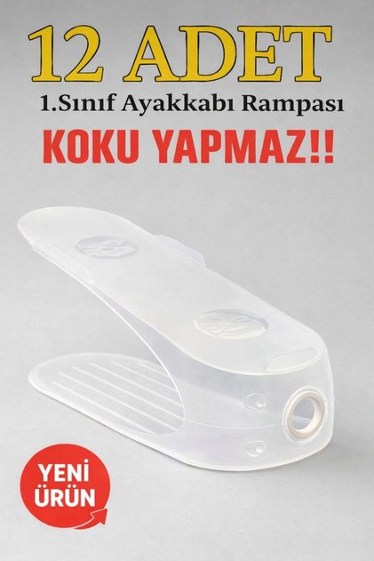 Gondol Şeffaf Ayakkabı Rampası 12 Adet 1.sınıf Dolap Içi Ayakkabı Düzenleyici Kokusuz Organizer