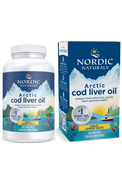 Arctic Cod Liver Oil, Lemon - 180 Soft Gels - 750 mg Total Omega-3s with EPA & DHA