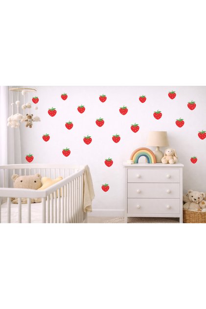 Mini Strawberry Wall Sticker Set – 30 Pieces | 10 × 8 cm Strawberry Sticker | Children & Baby Room Wall Decoration