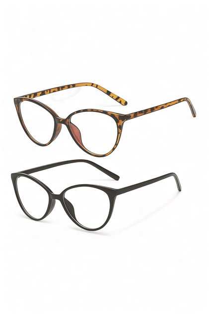 2-Piece Blue Light Protective Glasses Optical Compatible Set Leopard and Black