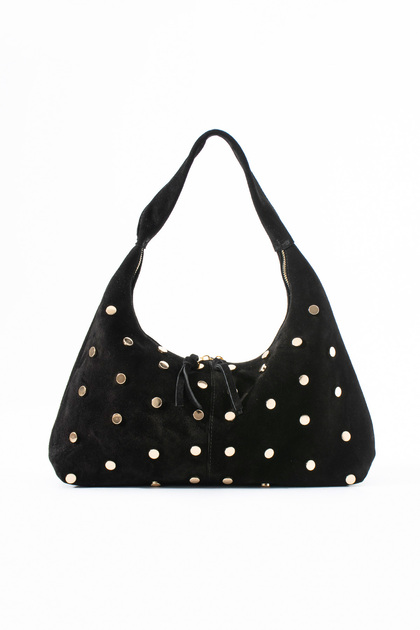Orven Black Suede Genuine Leather Shoulder Bag