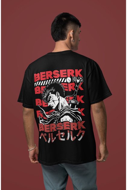 Design Berserk Guts Back Printed Unisex Oversized Anime T-Shirt
