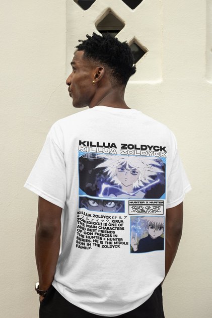 Μπλουζάκι Hunter X Hunter Killua Zoldyck με στάμπα στην πλάτη, Unisex, Oversize, Anime Manga