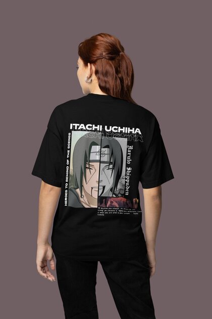 Naruto Shippuden Itachi Uchiha Back Printed Unisex Oversized Anime Character T-Shirt