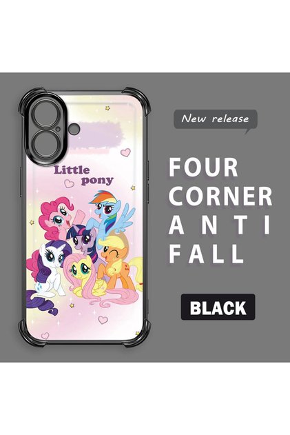 iPhone 16 Compatible Transparent Silicone Camera Protection Anti-Shock Pony Pattern Case