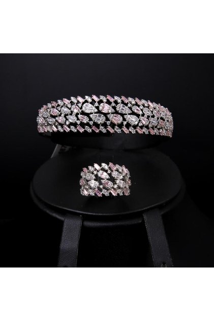 Bracelet with a ring, mixed pink and silver color, special edition P-S-7587/3