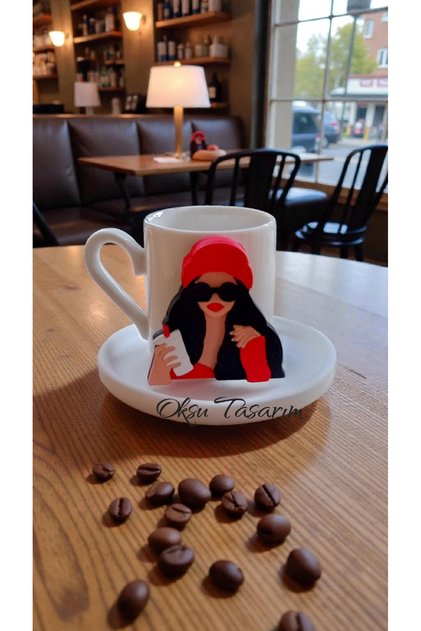 Girl in Red Hat Turkish Coffee Cup