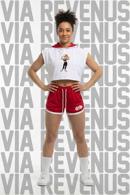 Lola Gym Printed Women's Sport Set - Jersey Fabric Mini Shorts and 100% Cotton Hooded Crop Top