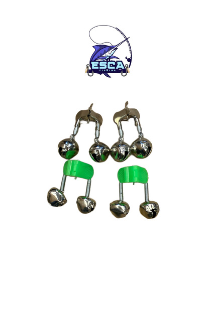 4 Pcs Fishing Rod Bell 2 Pcs Plastic 2 Pcs Metal Handle