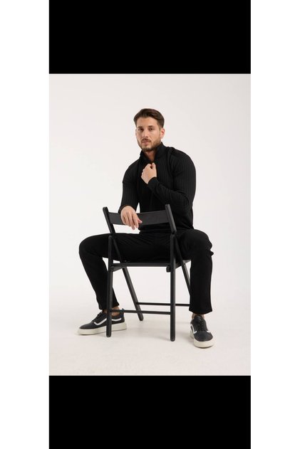 Mock Neck Zipper Sweater Men's Knitwear