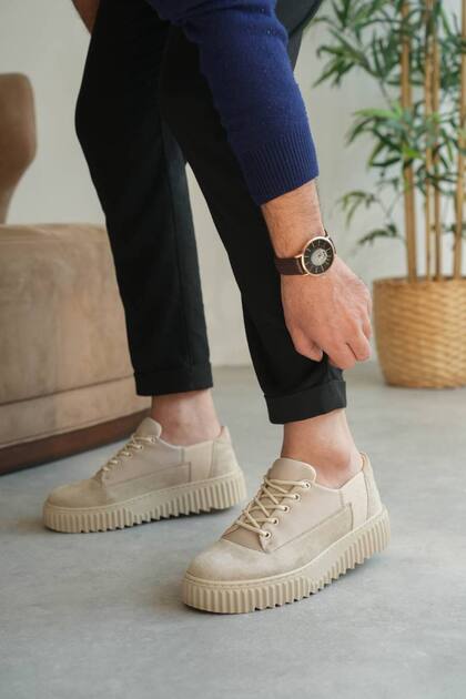 Kb-X516 Men's Casual Lace-Up Suede Sports Sneaker Shoes Sbt - Beige