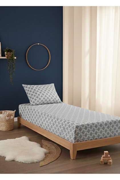 Single Person Cotton | Elastic | Sheet Set | Gray Chain