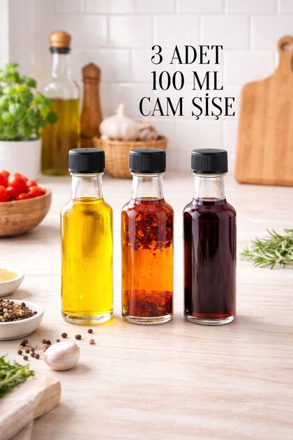 3 Pcs 100ml Transparent Dorica Leak-Proof Lid Round Sauce, Oil Multi-Purpose 100 Cc Empty Glass Bottle