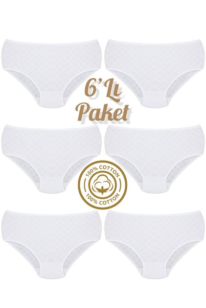 6-Pack 100% Cotton Heart Pattern High Waist Bato Women's Panties Ozten6-100
